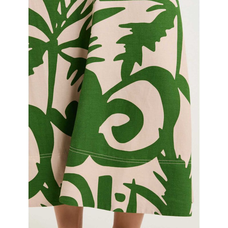 Veronika Maine Tropical Shadow Viscose Linen Midi Skirt image number 2